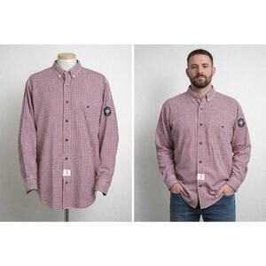 Bocomal FR Shirt Mens XL Tall Red White Plaid FR Work Western Lightweight